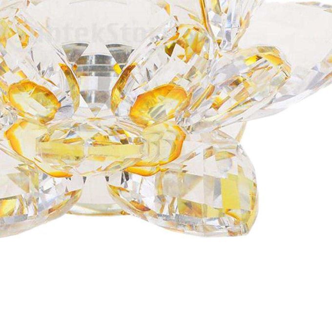 Crystal Lotus Flower Crafts Paperweights Buddhist Feng Shui Yellow