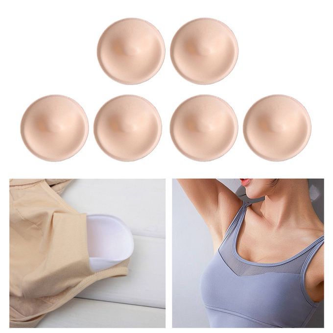 3 Pairs Bra Pads Inserts Sew In Sport Bra Cups For Bikini Top Skin