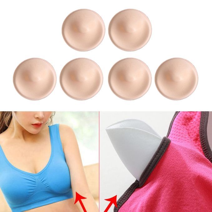 3 Pairs Bra Pads Inserts Sew In Sport Bra Cups For Bikini Top Skin