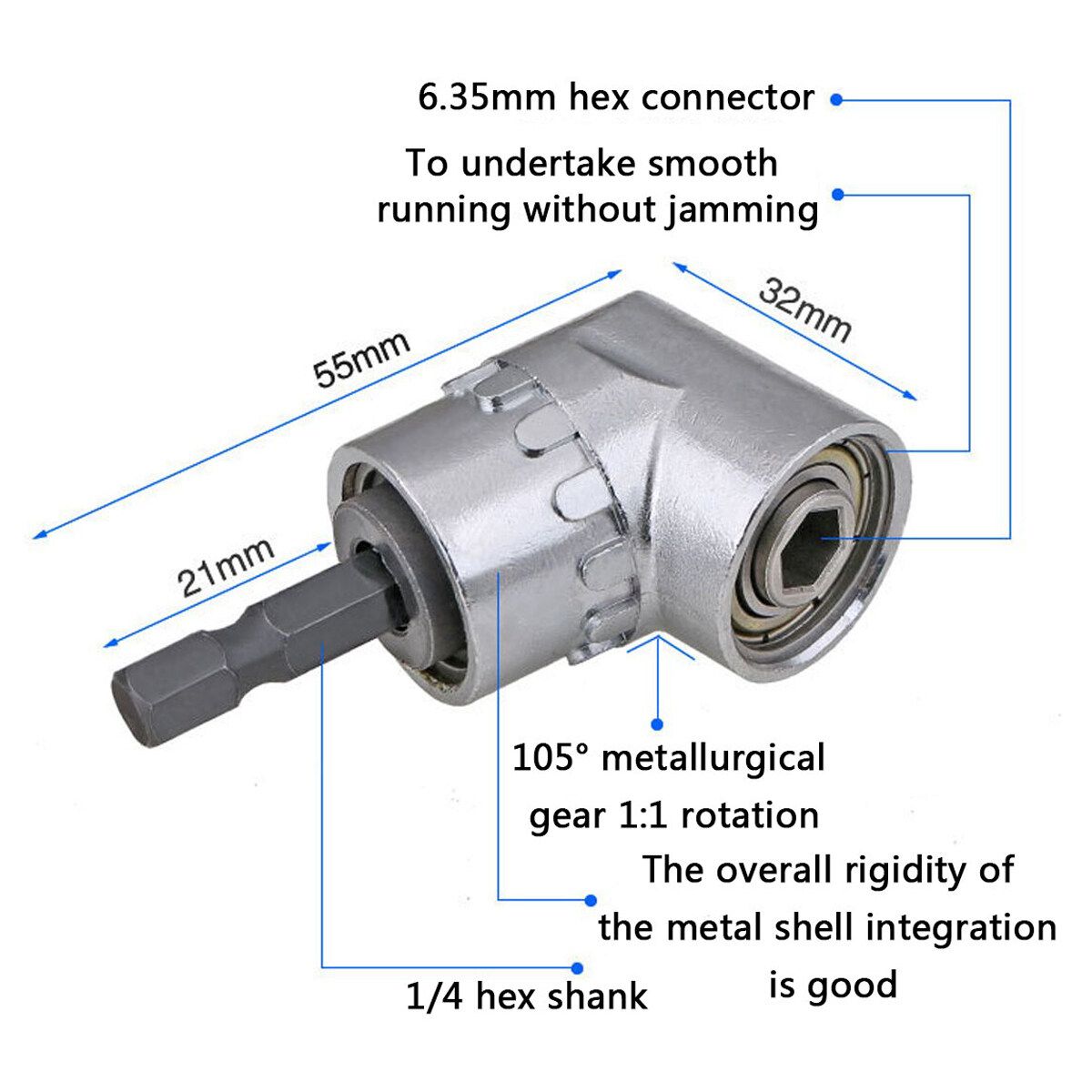 Steel 105° Right Angle Driver Screwdriver Holder Drill Bit Adjustable Long