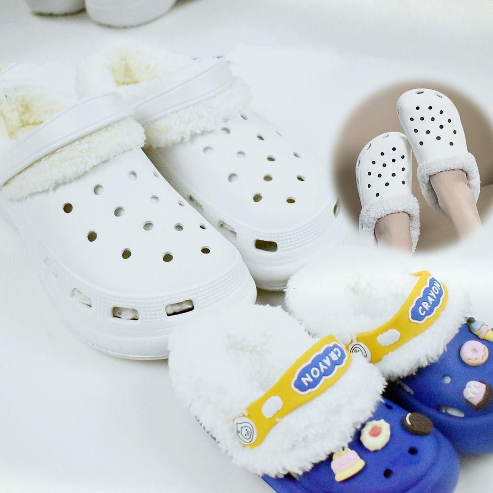 CRocs Shoes Clogs Repment Fur CRocs Insoles Inserts Furry Hole Shoe Cotton Cover Warm Plush Liner Washable Shoe Accessories