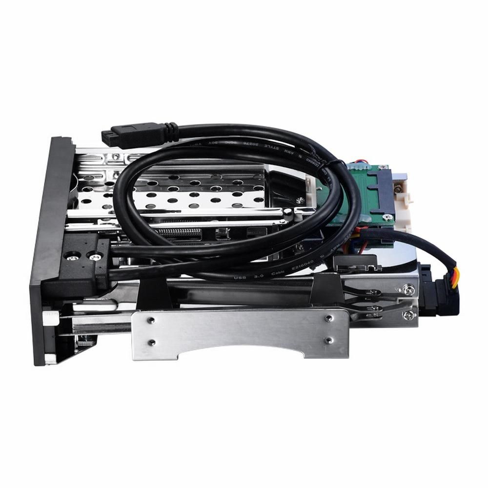 5.25 inch Internal Dual Slot Hard Disk Case 2.5+3.5 inch SATA HDD/SSD Enclosure Tool-free Design with 2 USB3.0 Ports Safety Locks