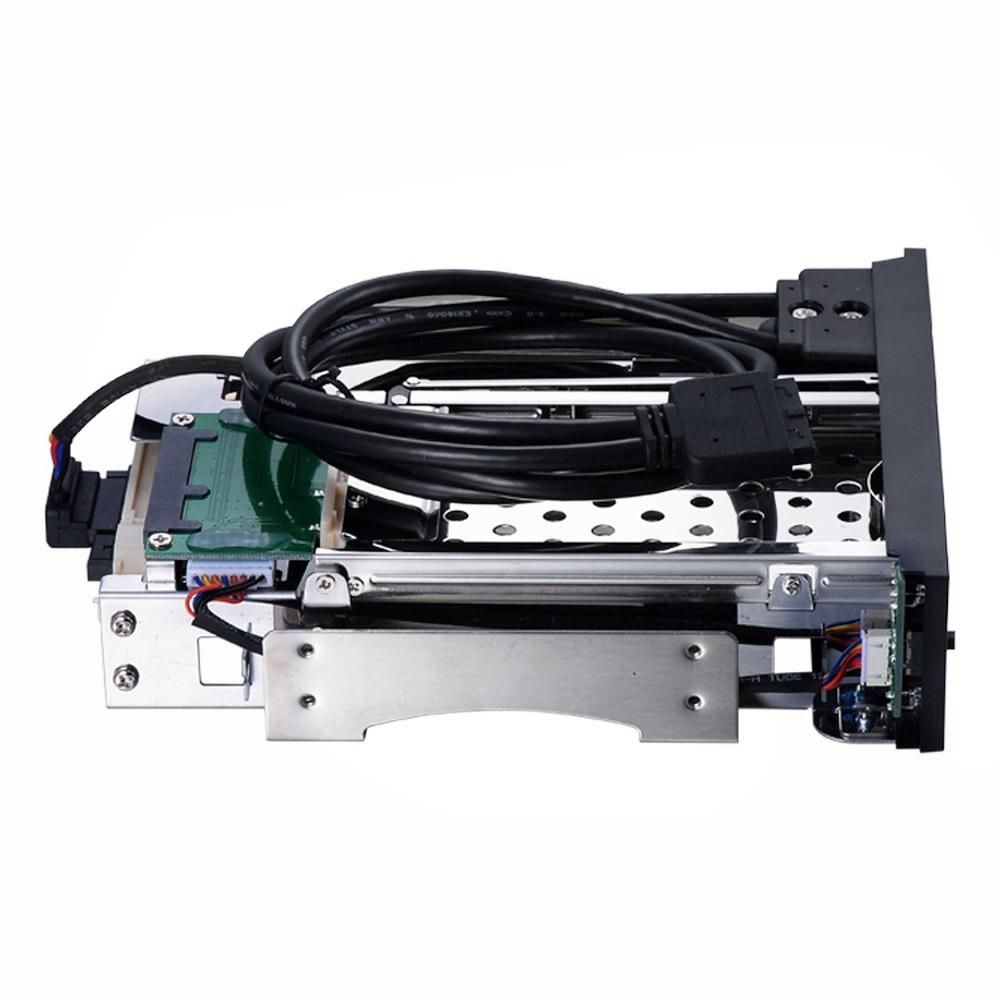 5.25 inch Internal Dual Slot Hard Disk Case 2.5+3.5 inch SATA HDD/SSD Enclosure Tool-free Design with 2 USB3.0 Ports Safety Locks