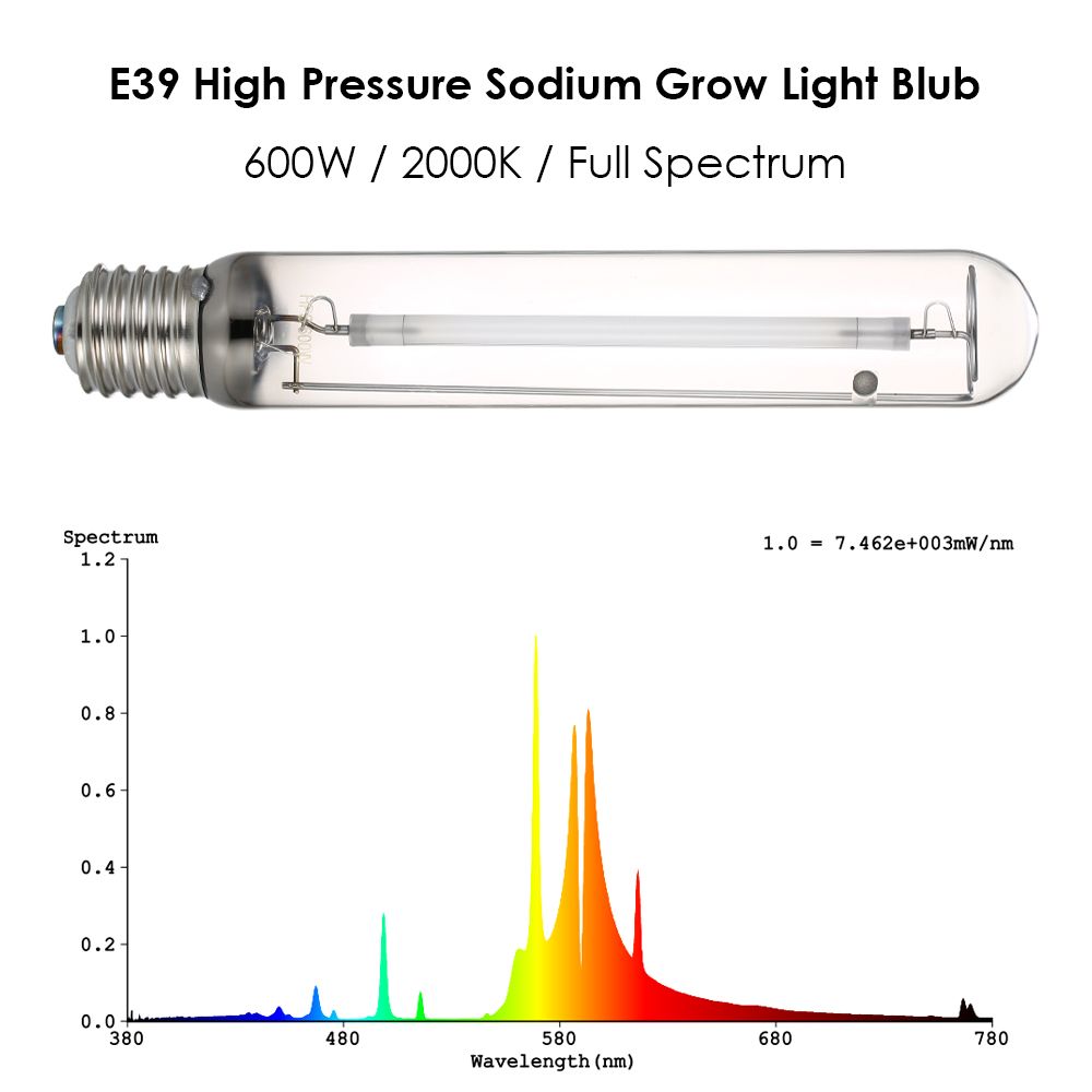 600W E39 High Pressure Sodium Grow Light Full Spectrum HPS