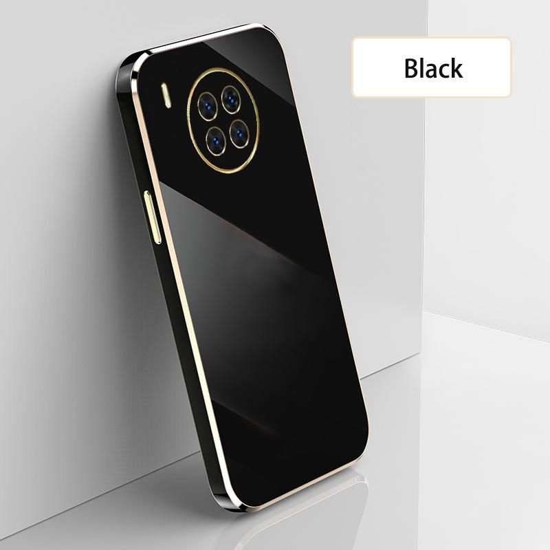 Ultra Thin Plating Phone Case for Huawei Nova 8i Honor 50 Lite Lens Protection soft Phone Back Cover-Black