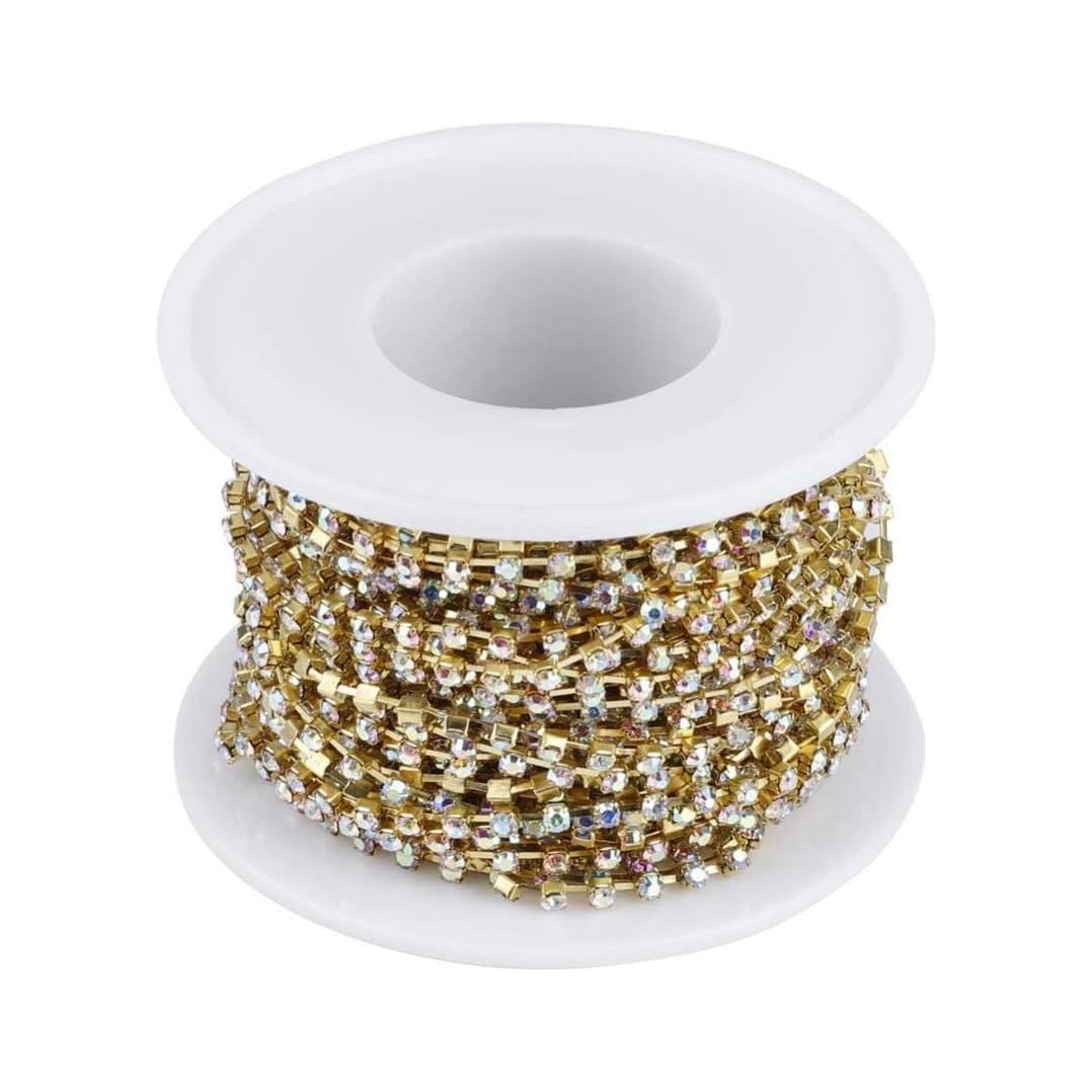 1 Roll Rhinestone Chain Gold/Silver Crystal Chain DIY