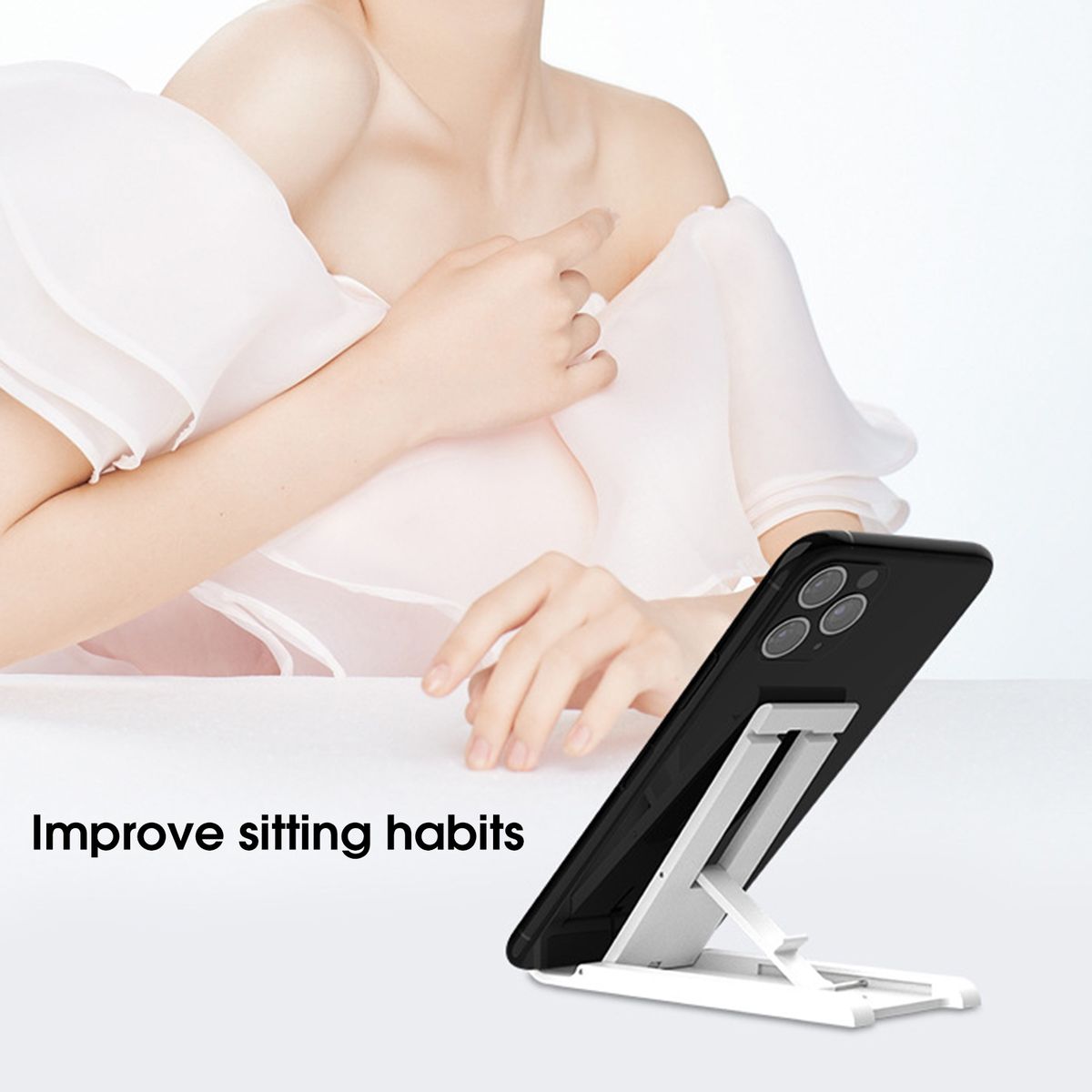 Phone Holder Flexible Desktop Tablet Cell Phone Holder Black