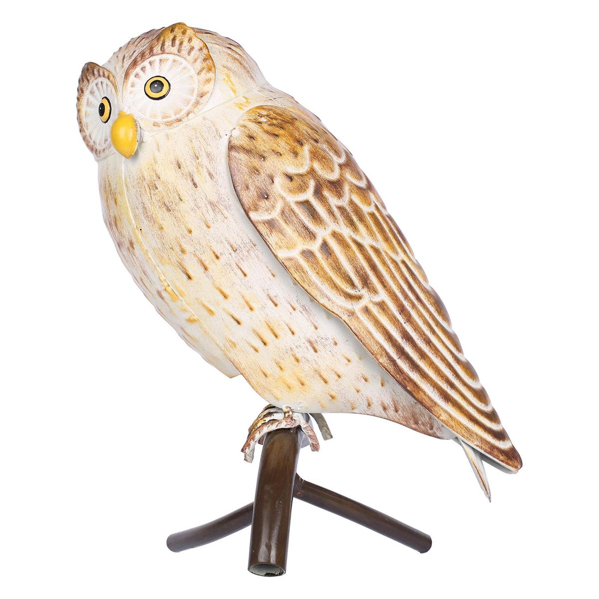 Tomfeel Iron Owl Sculpture Metal Animal Sculpture Owl Crafts Home Desk Decoration Garden Decoration Yellow
