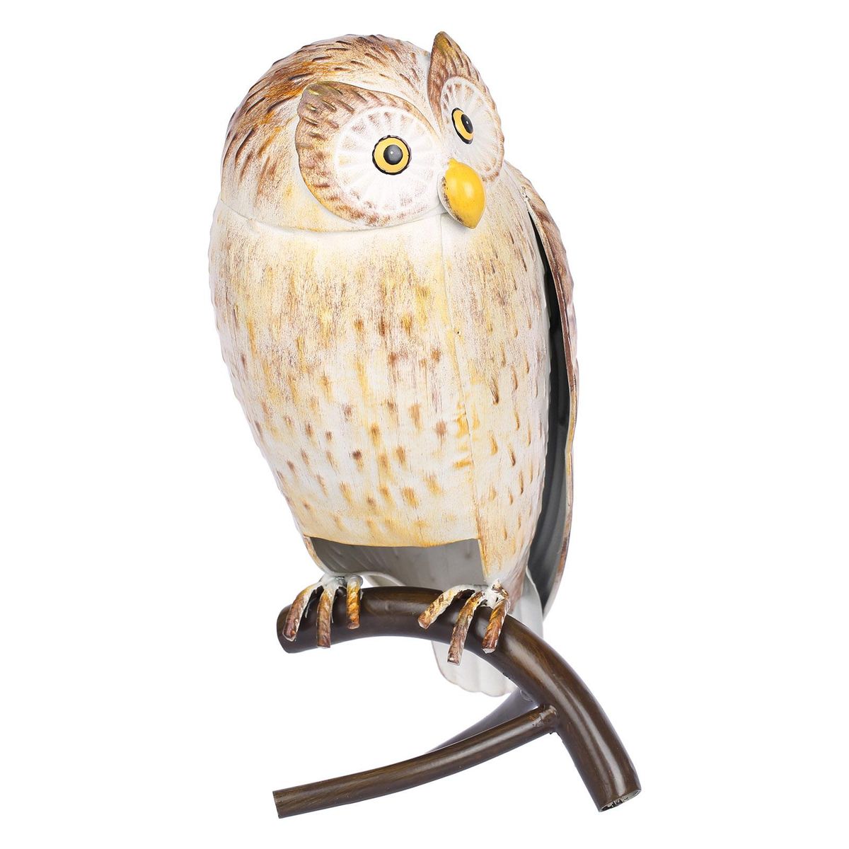 Tomfeel Iron Owl Sculpture Metal Animal Sculpture Owl Crafts Home Desk Decoration Garden Decoration Yellow