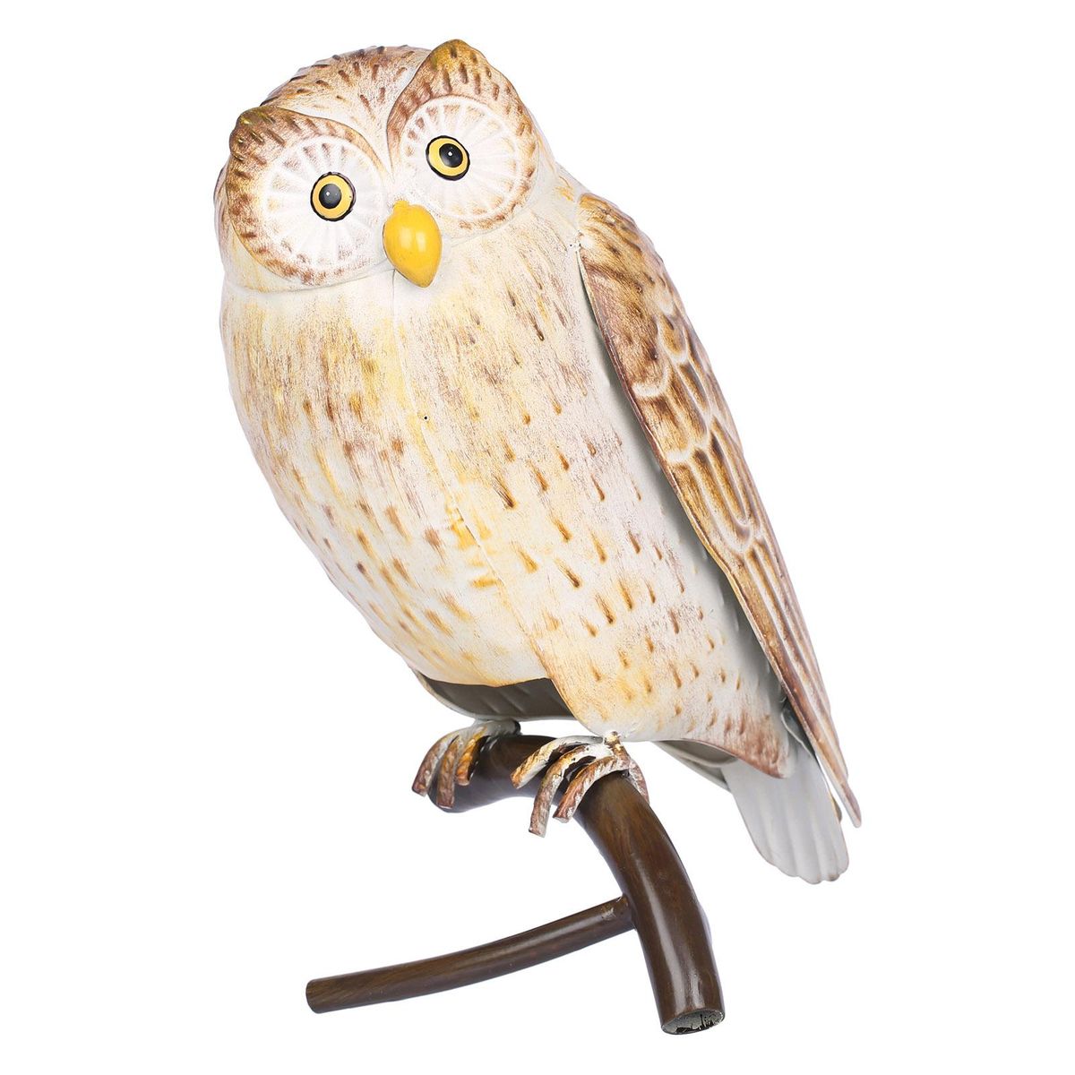 Tomfeel Iron Owl Sculpture Metal Animal Sculpture Owl Crafts Home Desk Decoration Garden Decoration Yellow