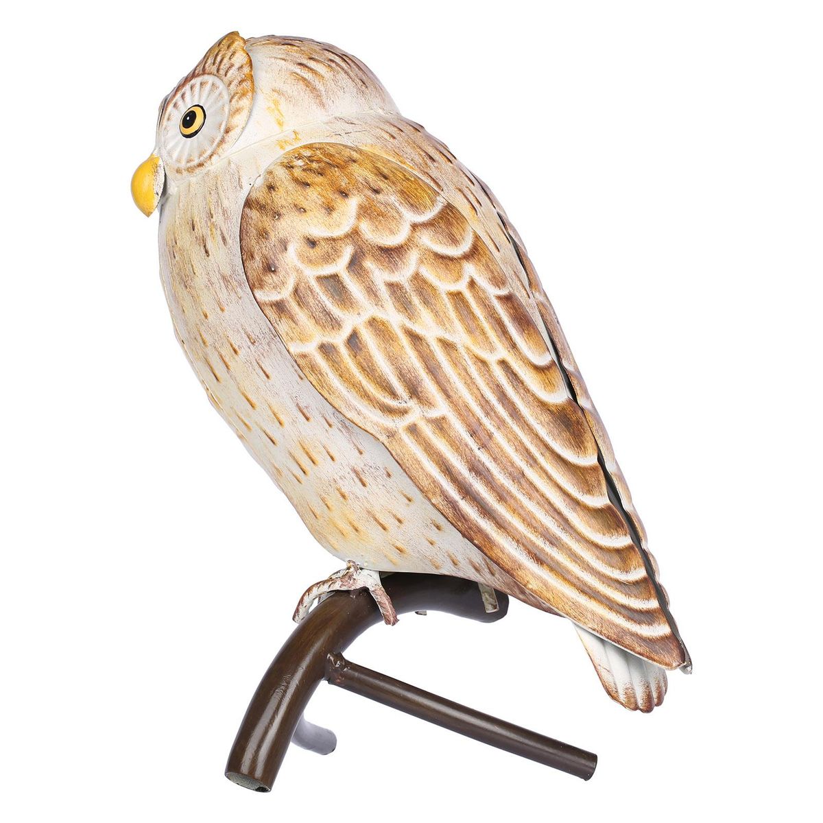 Tomfeel Iron Owl Sculpture Metal Animal Sculpture Owl Crafts Home Desk Decoration Garden Decoration Yellow