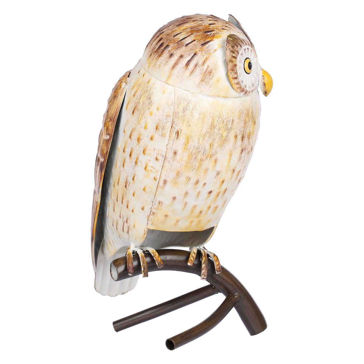 Tomfeel Iron Owl Sculpture Metal Animal Sculpture Owl Crafts Home Desk Decoration Garden Decoration Yellow