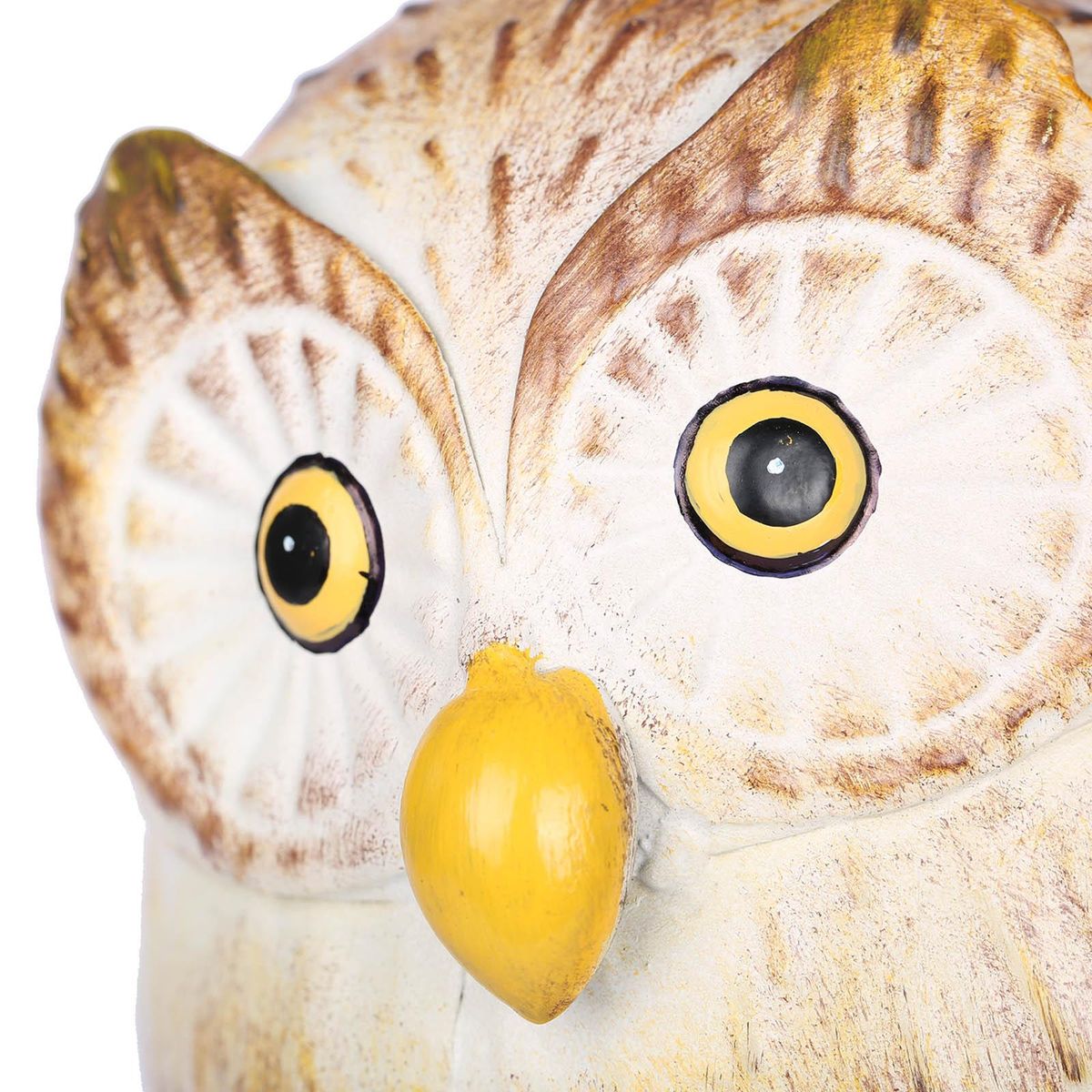 Tomfeel Iron Owl Sculpture Metal Animal Sculpture Owl Crafts Home Desk Decoration Garden Decoration Yellow