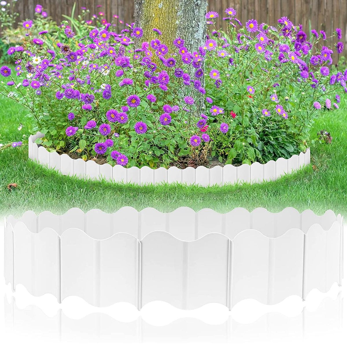 20Pcs Garden Edging Garden Edging Border, Garden Landscape Edging Border White