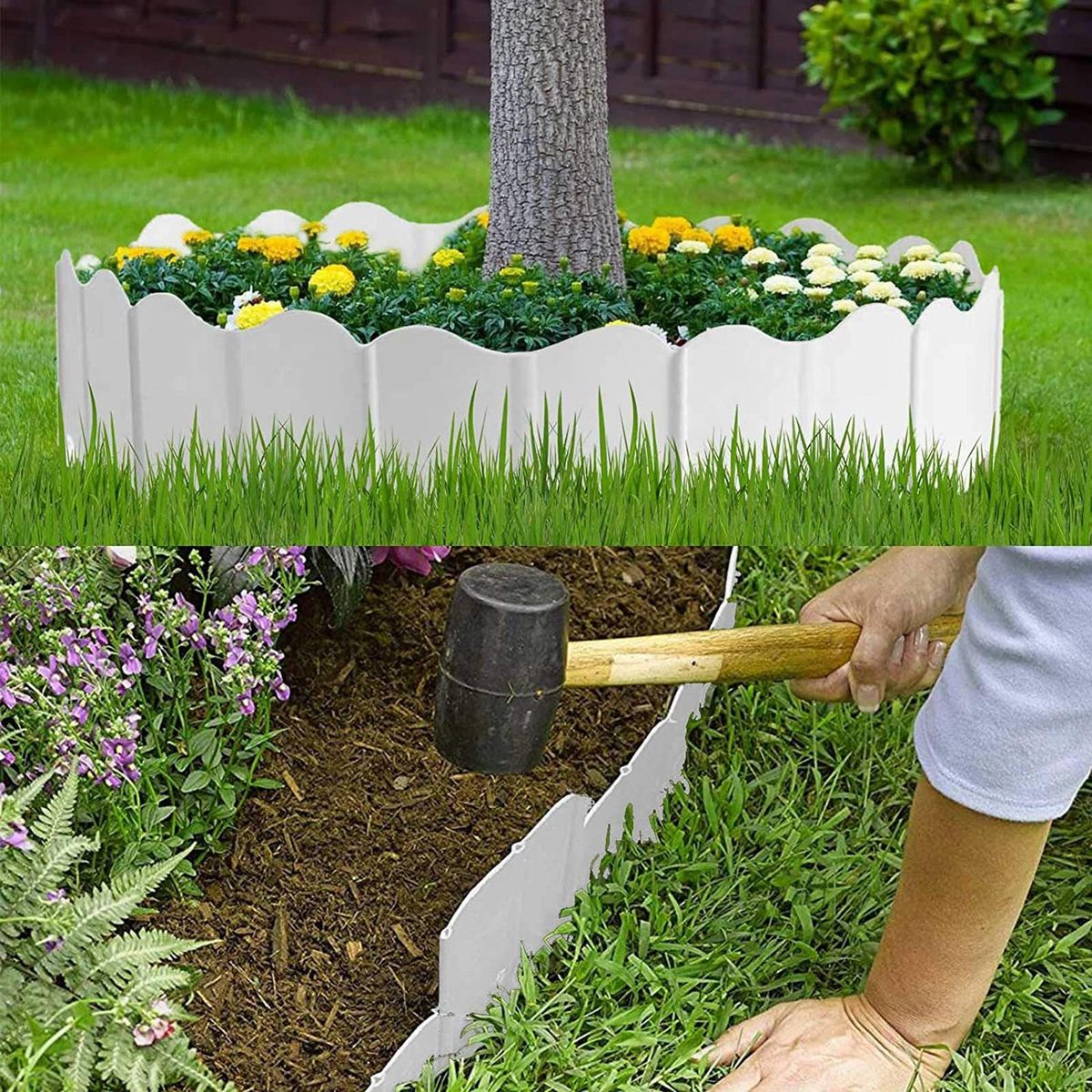 20Pcs Garden Edging Garden Edging Border, Garden Landscape Edging Border White