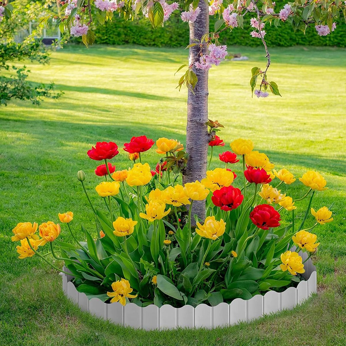 20Pcs Garden Edging Garden Edging Border, Garden Landscape Edging Border White