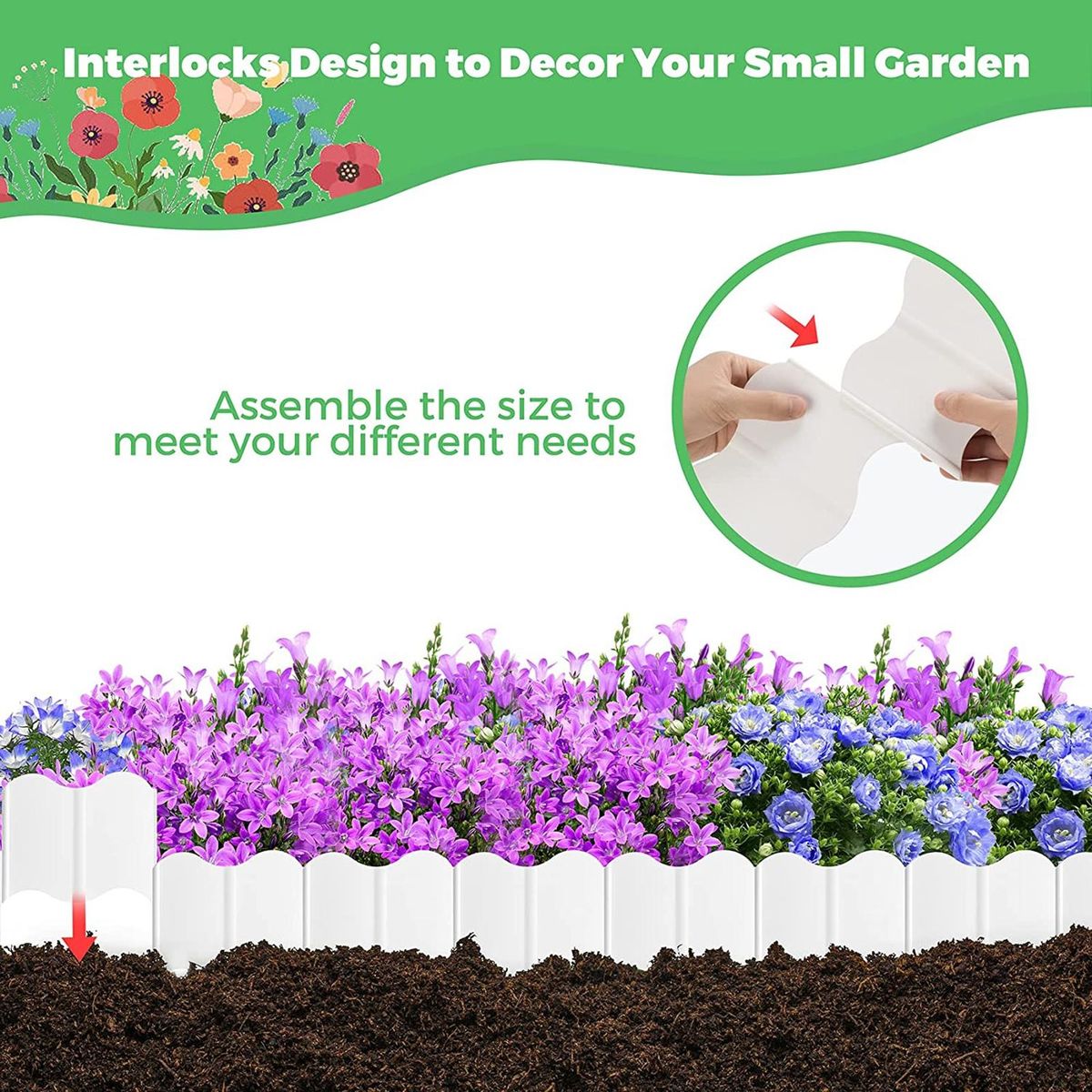 20Pcs Garden Edging Garden Edging Border, Garden Landscape Edging Border White