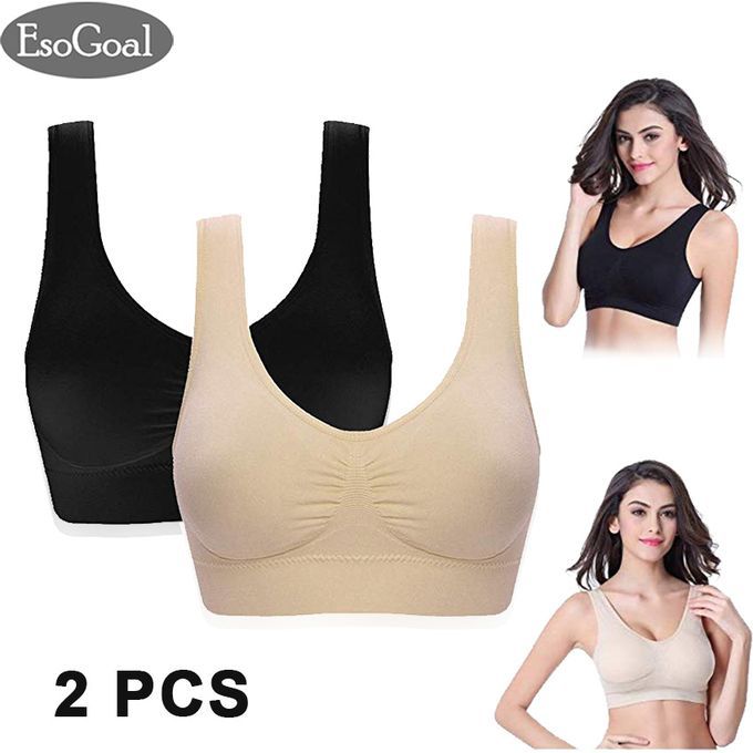 EsoGoal Women Sport Bra Seamless Sleeping Vest(2PC)