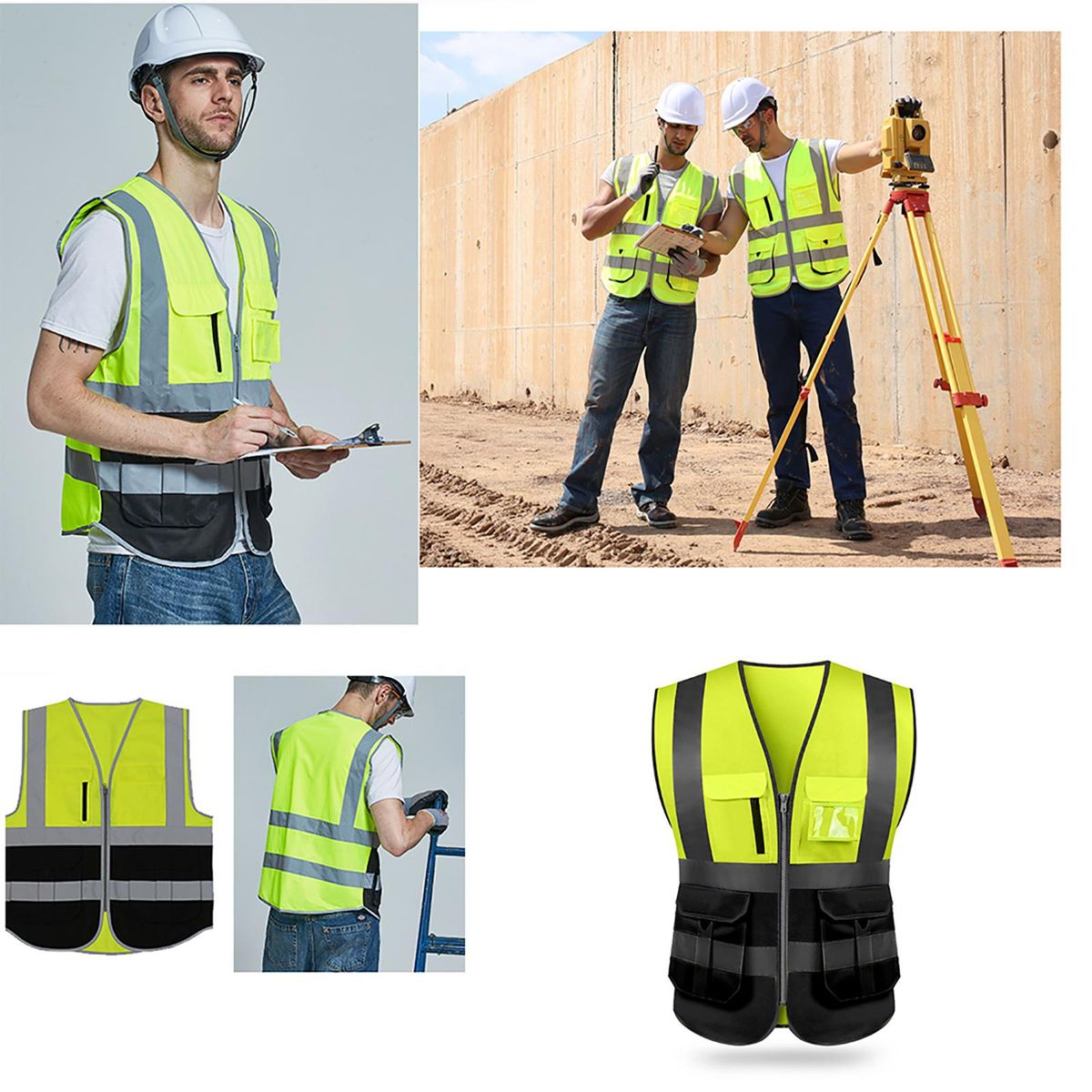 High Visibility Reflective Safety Vest Reflective Vest Multi Pockets Workwear Security Working Clothes Day Night Motorcycle Cycling Warning Safety Waistcoat