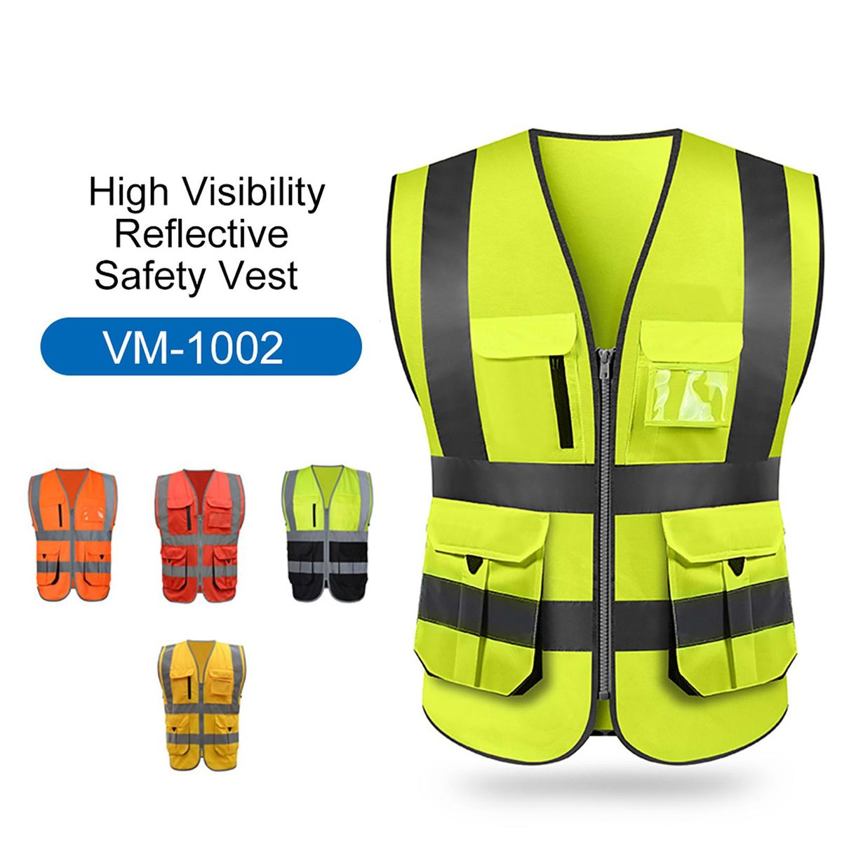 High Visibility Reflective Safety Vest Reflective Vest Multi Pockets Workwear Security Working Clothes Day Night Motorcycle Cycling Warning Safety Waistcoat