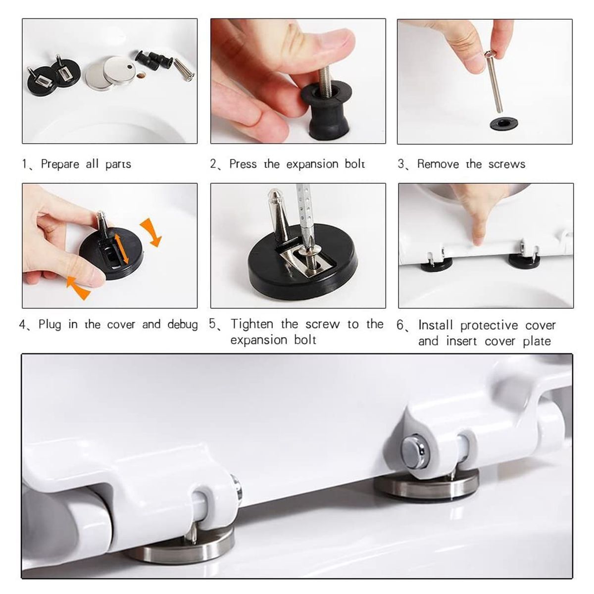 Replacement Toilet Seat Hinge Fitting Screw Anchoring Setscrew Pin For