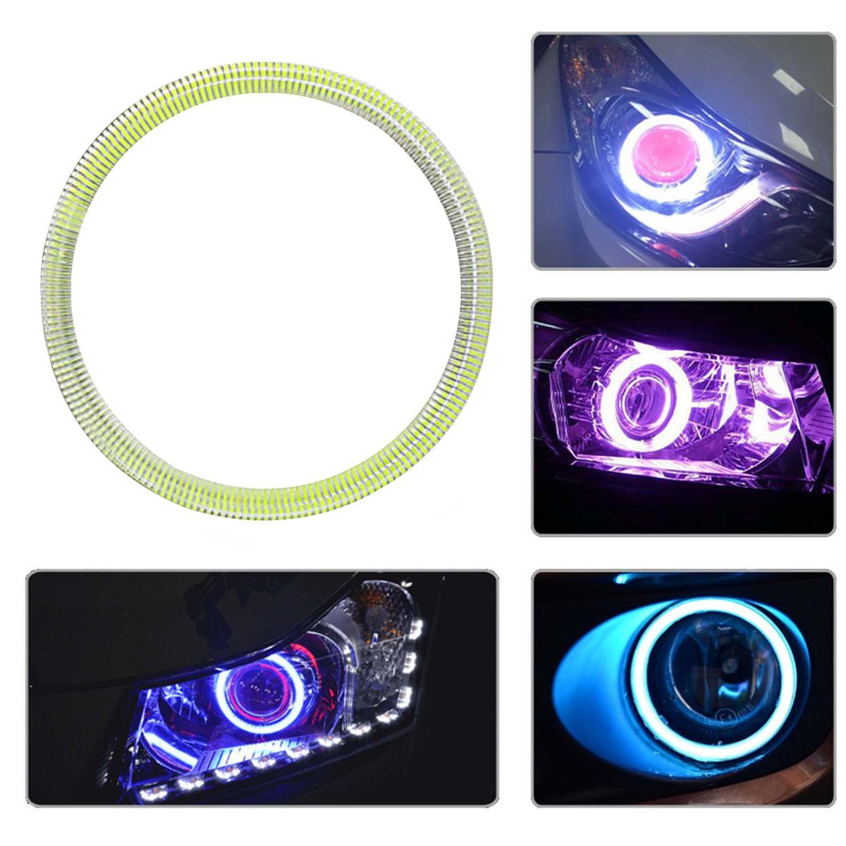 12V DC 60MM 70MM Bright Auto Headlight COB Angel Eyes Halo-