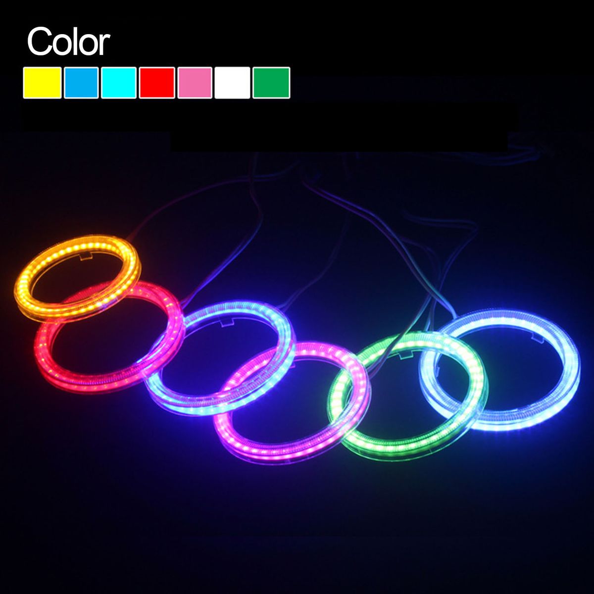 12V DC 60MM 70MM Bright Auto Headlight COB Angel Eyes Halo-