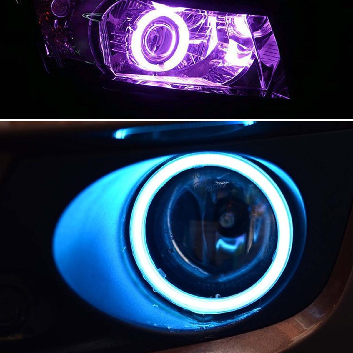 12V DC 60MM 70MM Bright Auto Headlight COB Angel Eyes Halo-