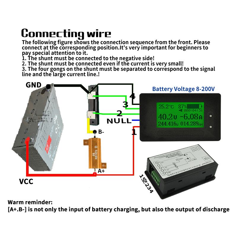 DC 200V 0-500A Coulomb Meter Lithium Battery Monitor Charge