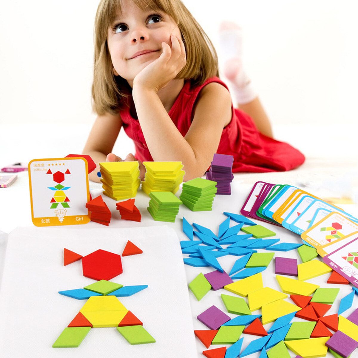 155PCS Creative Shape DIY Wooden Puzzles Montessori Learning Toys