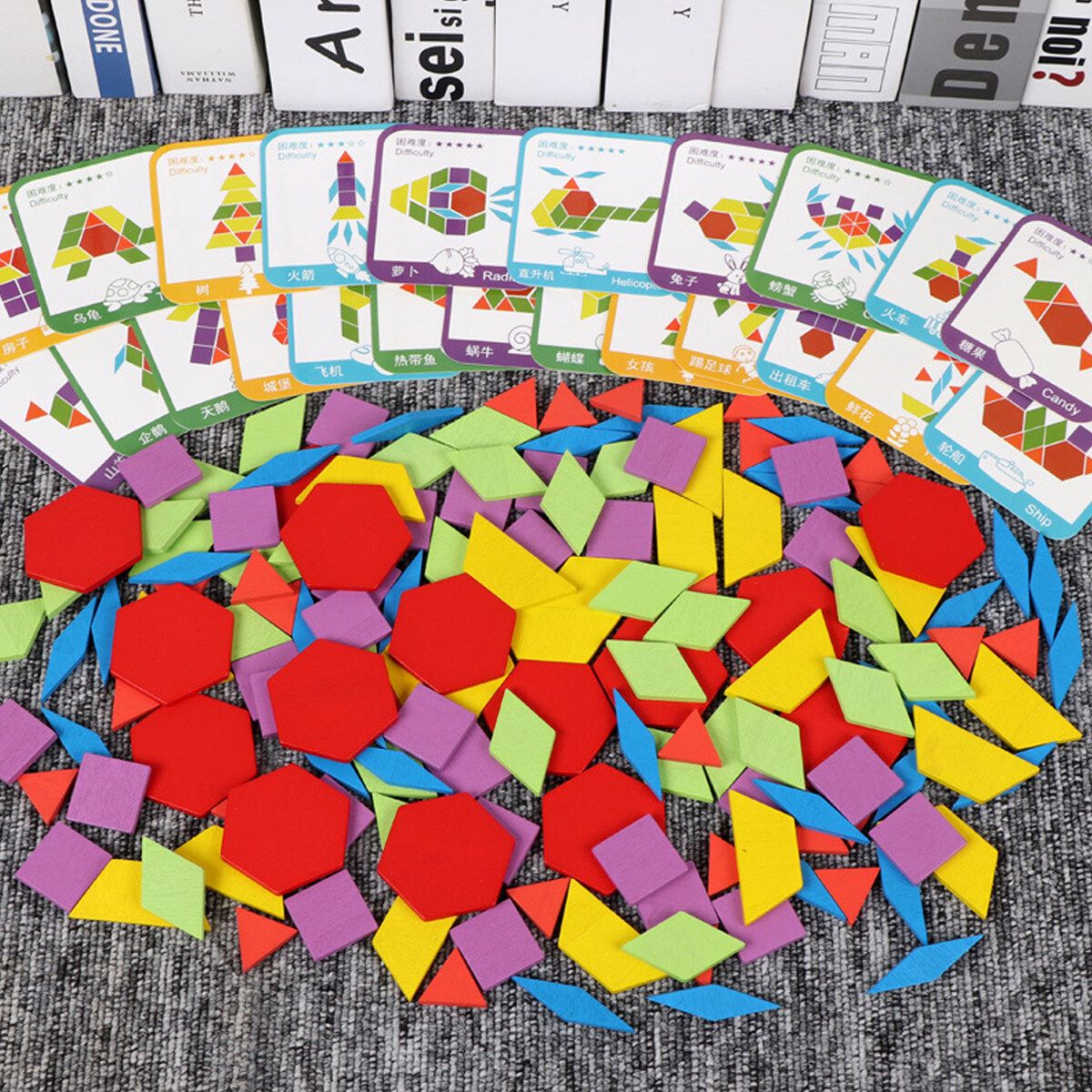 155PCS Creative Shape DIY Wooden Puzzles Montessori Learning Toys