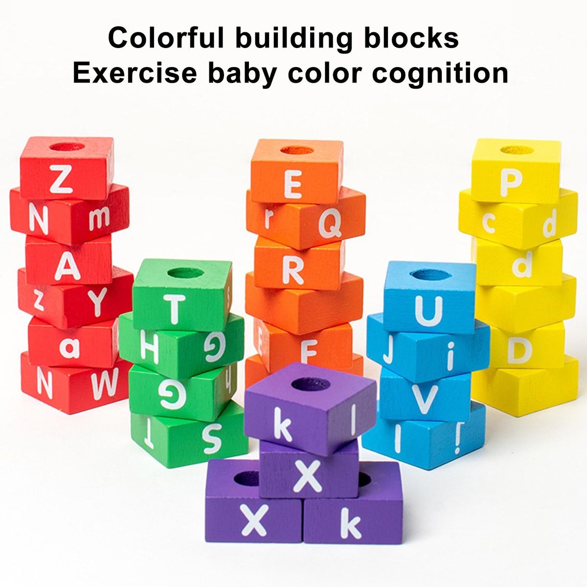 Educational Toys for Toddlers Smooth Wooden English Letter Blocks Fun