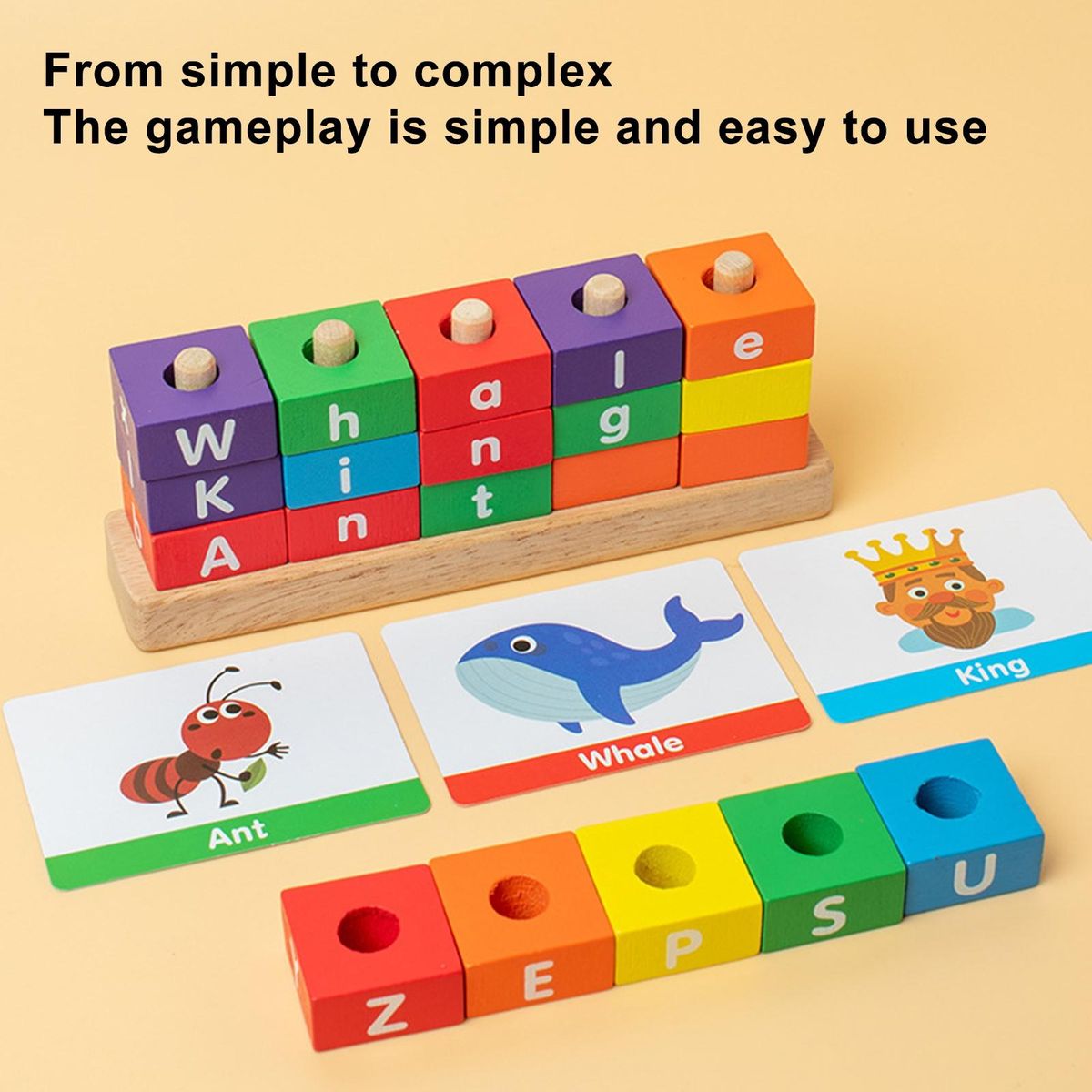 Educational Toys for Toddlers Smooth Wooden English Letter Blocks Fun