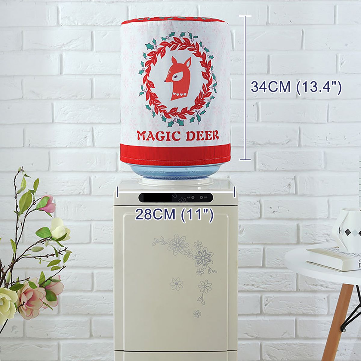 Dispenser Water Bucket Christmas Dust Cover Container Bo Red