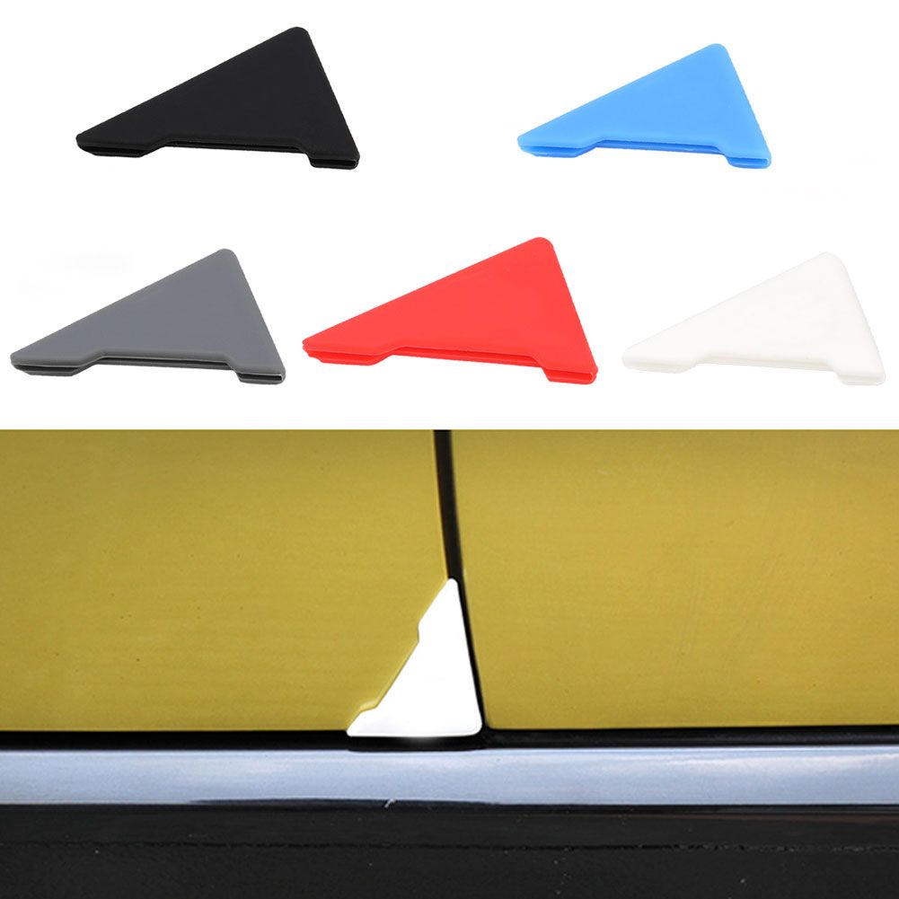 2Pcs Triangle Car Door Corner Soft Silicone Guard Trim-Gray