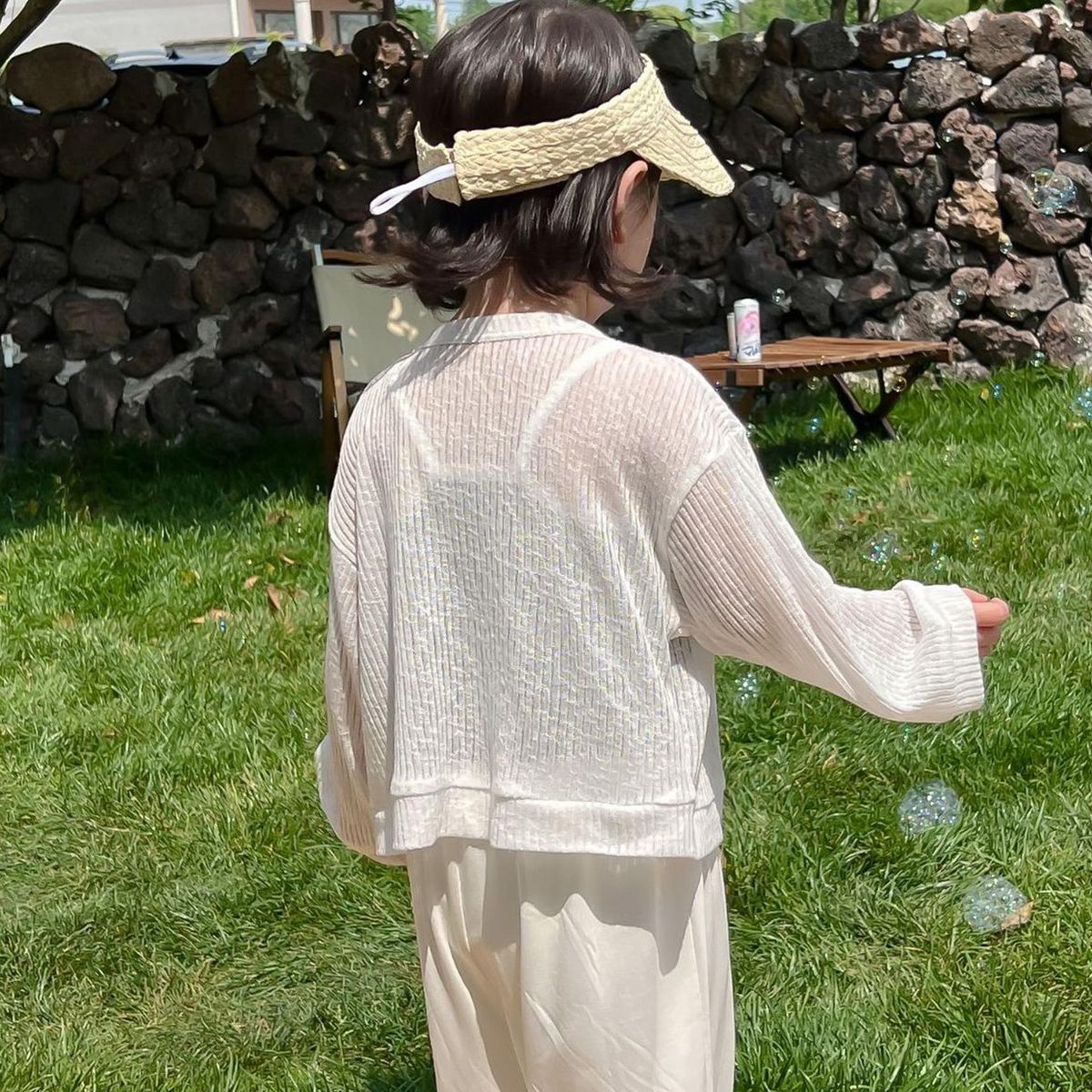 Girls' Summer Coat Thin Breathable Sun Protection Shirt Kids V-neck Cardigan Top Korean Children's Air Conditioning Clothing