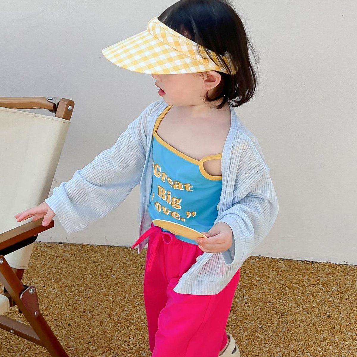 Girls' Summer Coat Thin Breathable Sun Protection Shirt Kids V-neck Cardigan Top Korean Children's Air Conditioning Clothing