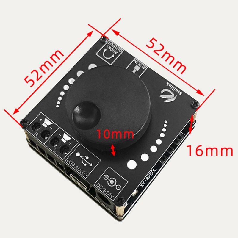 XY-AP50L Mini Bluetooth 5.0 50W+50W Wireless O Power Digital Amplifier Board Stereo Amp 3.5MM AUX USB APP