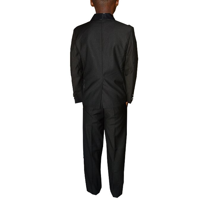 Teenage Boys Three Piece Suit -Black With Satin