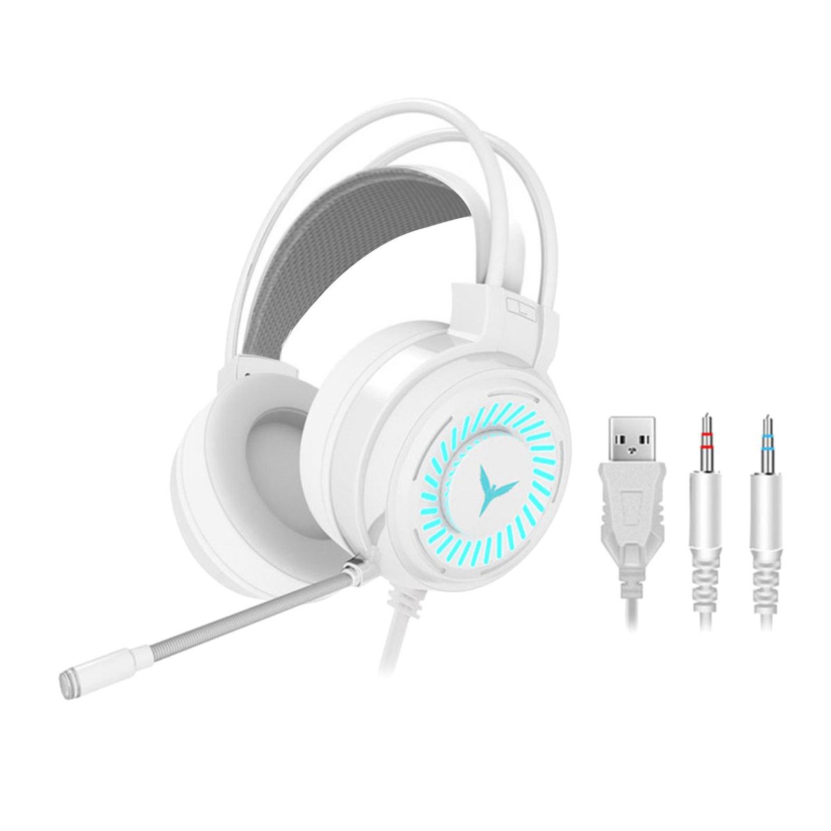 G58 Colorful LED Light Gaming Headset Wired Headphone With Mic White