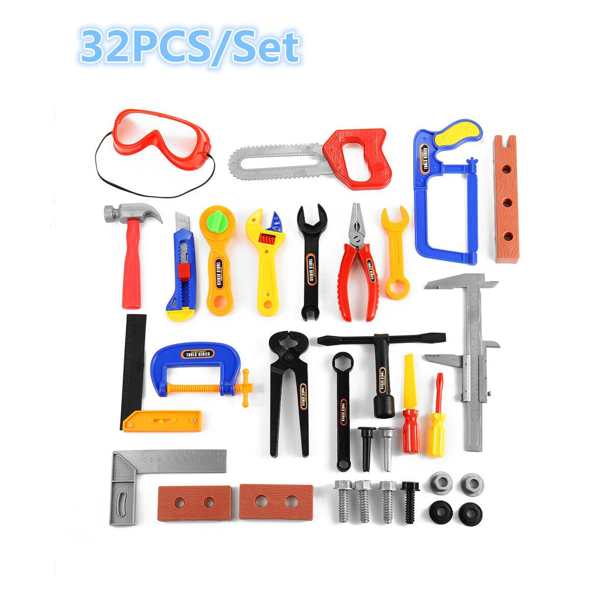 19/32/37PCS Plastic Simulation Tool Set Boys Kids Childs Funny Toy Kit Children Pretend Play Craftsman Carpentry Repair Toys Tools DIY 32PCS