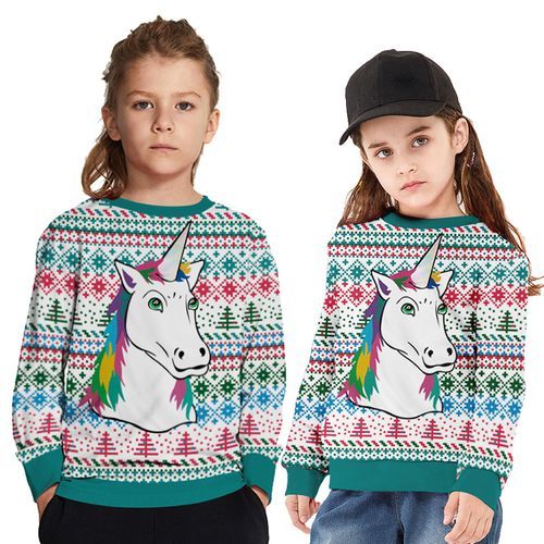 Parent Child Unicorn Long Sleeve Sweater---ChildBAX014-BJQ007