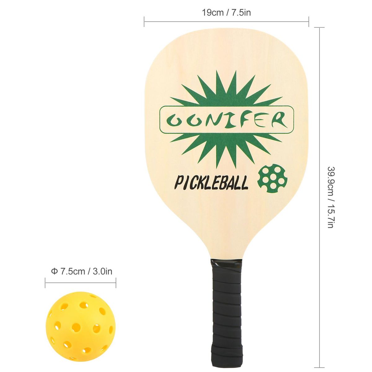 Wood Pickleball Paddle Set Light Weight Pickleball Paddles with Carry Bag Pickleball Rackets with Ergonomic Cushion Grip  2 Pickleball Paddles and 2 Balls