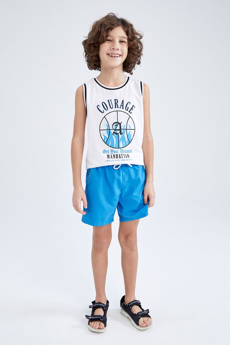 Boy Regular Fit Woven Swimming Short - Blue