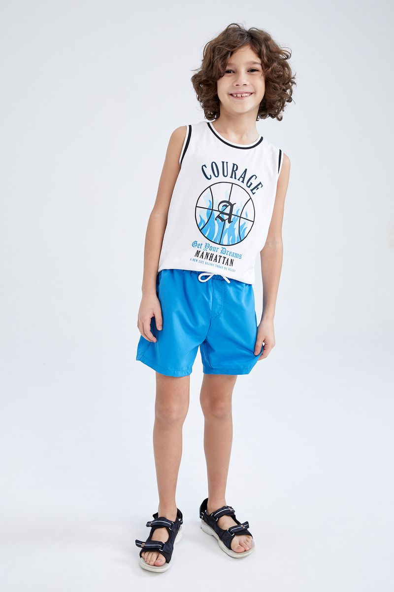 Boy Regular Fit Woven Swimming Short - Blue