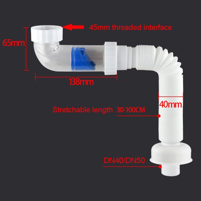45MMHose Washbasin Corrugated Curved Pipe