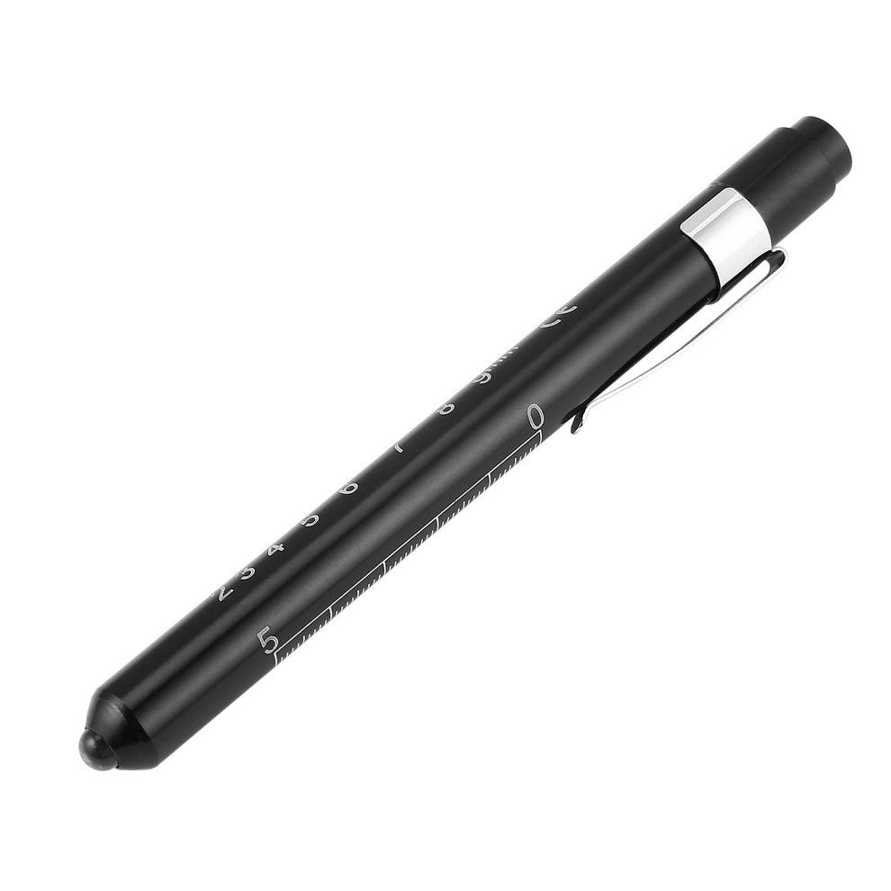 Aluminum Medical Surgical Penlight Pen Light Flashlight Torch With Scale First Aid-Black