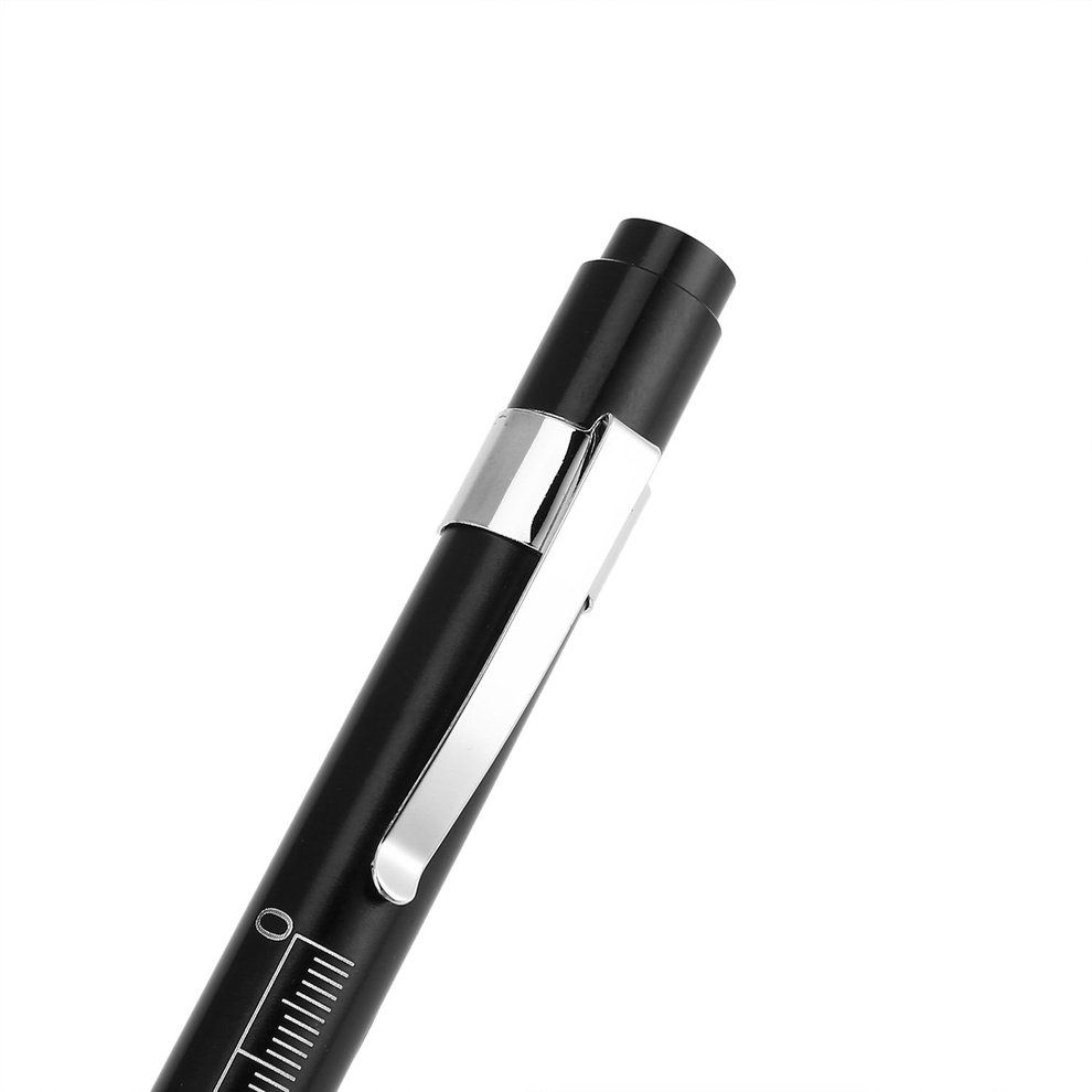Aluminum Medical Surgical Penlight Pen Light Flashlight Torch With Scale First Aid-Black