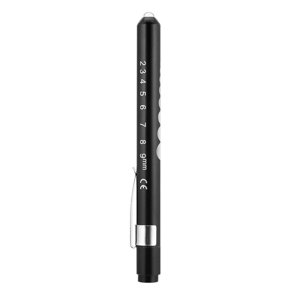 Aluminum Medical Surgical Penlight Pen Light Flashlight Torch With Scale First Aid-Black