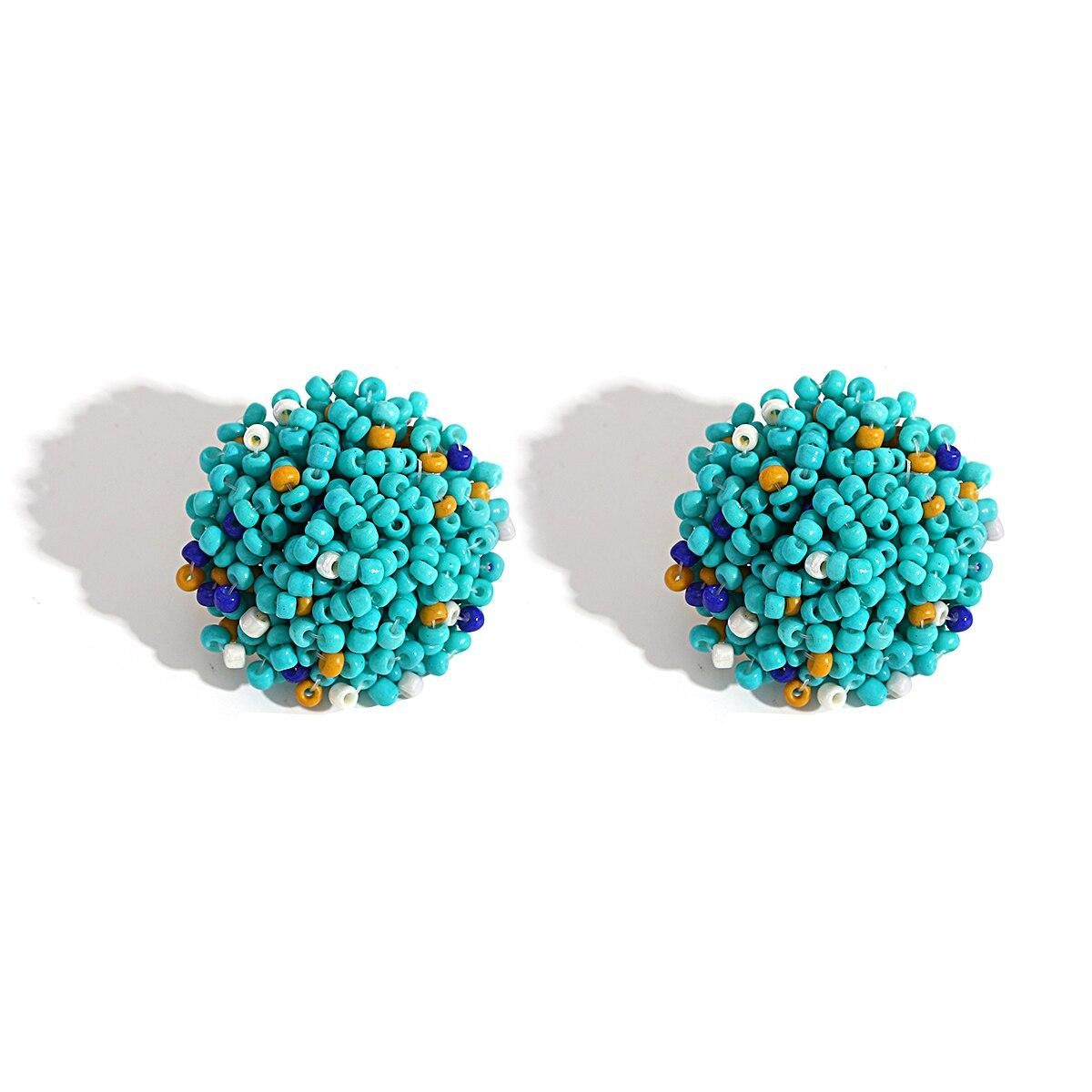 Lifefontier Handmade Colorful Acrylic Beads Round Stud Earring Minimalist Ethnic Resin Circle Earring For Women Charm Jewelry